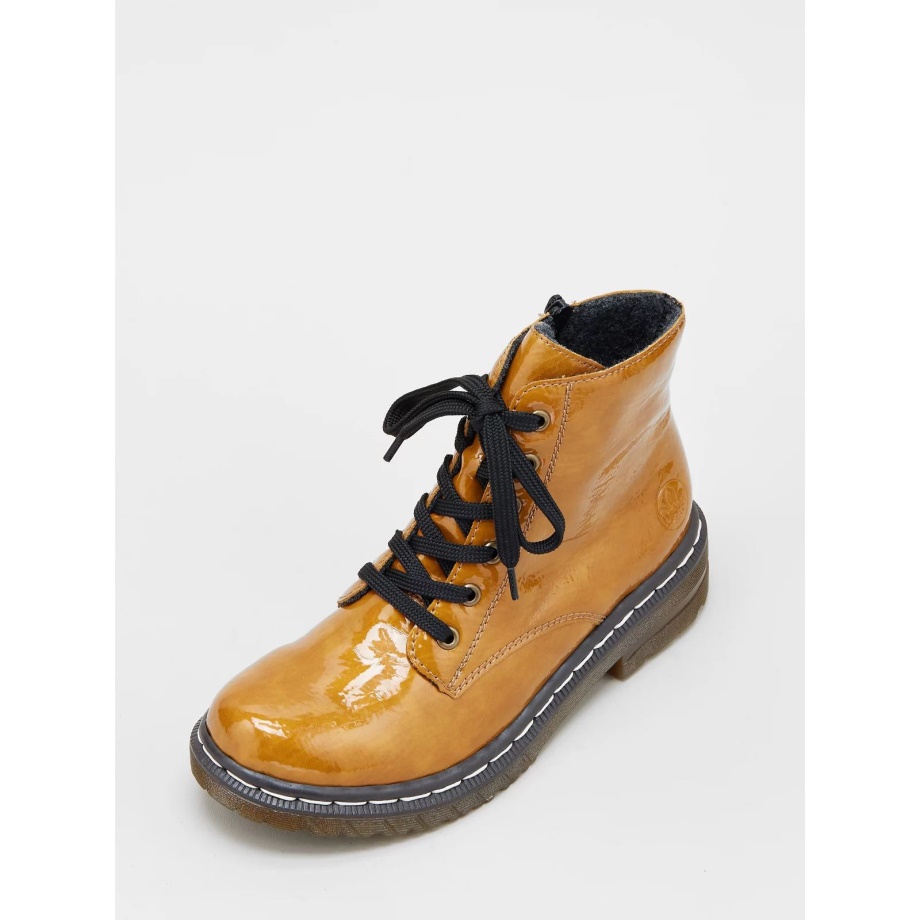 Czarne Koronkowe Botki Marki Rieker