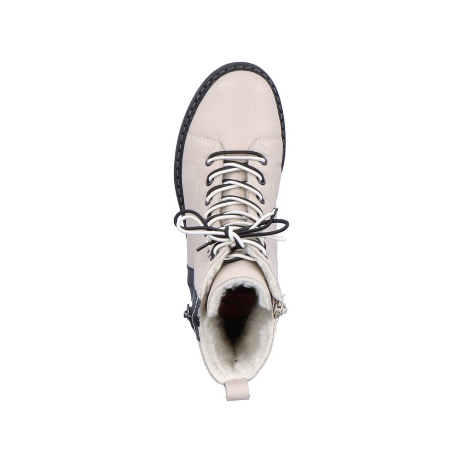 Beżowe Kozaki Rieker 72016 Damskie średniej Długości