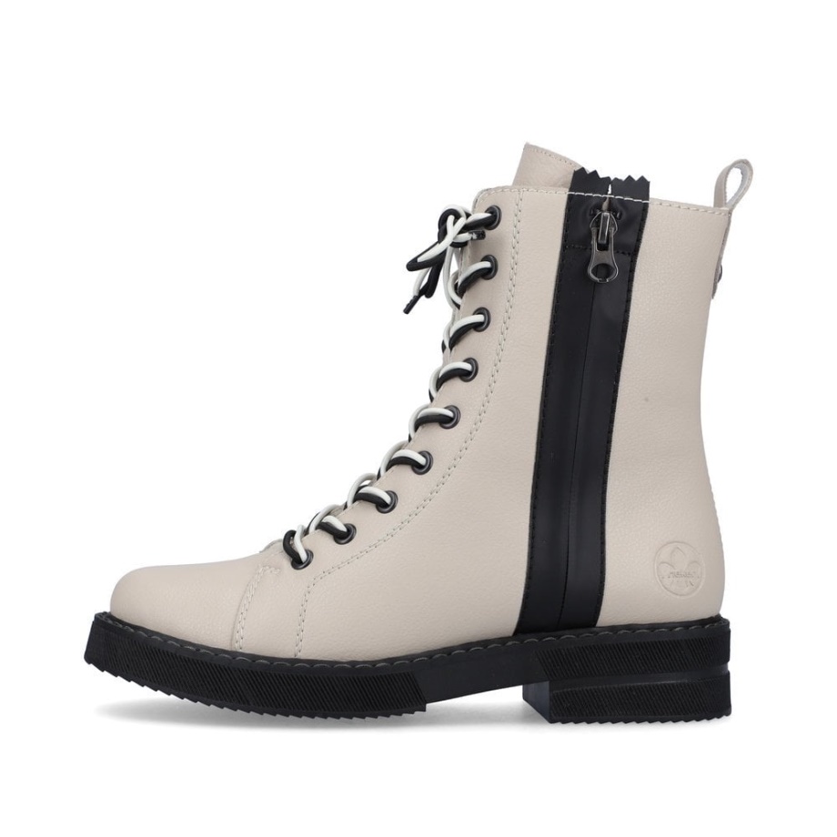 Beżowe Kozaki Rieker 72016 Damskie średniej Długości