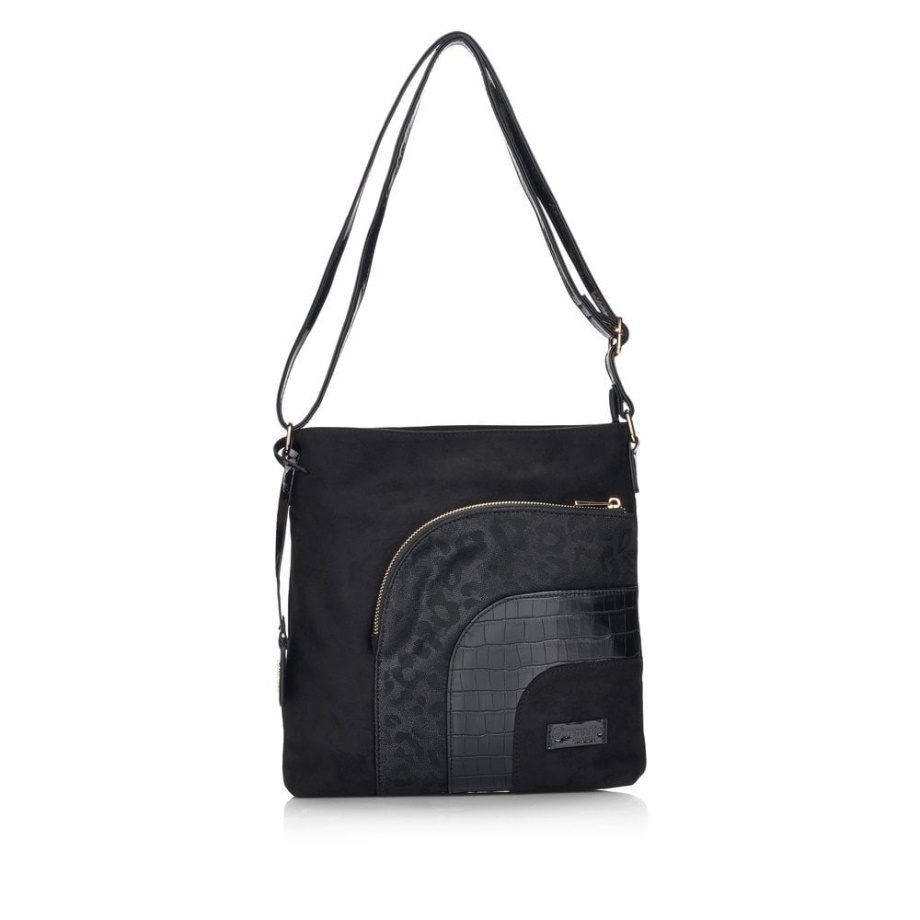 Rieker Czarna Remonte Q0705-02 Damska Czarna Torba Na Suwak