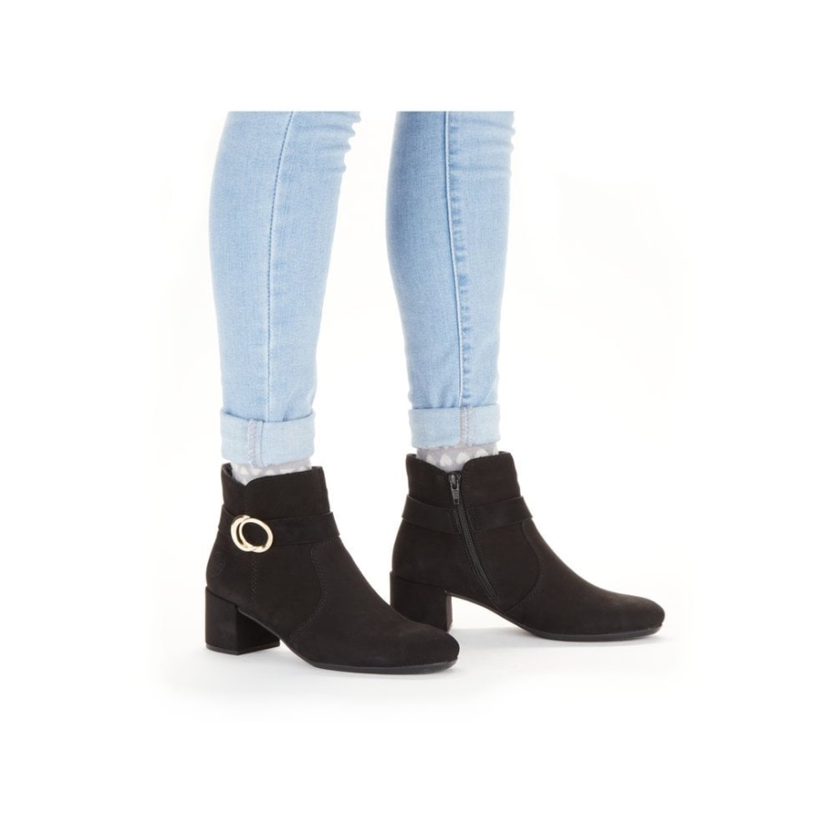 Czarne Buty Damskie Rieker 70289