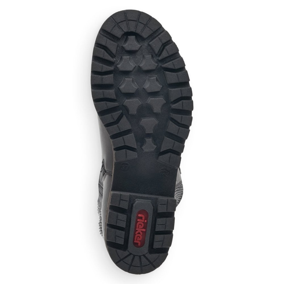 Czarne Rieker 78592-00 Damskie Czarne Kozaki Za Kolano