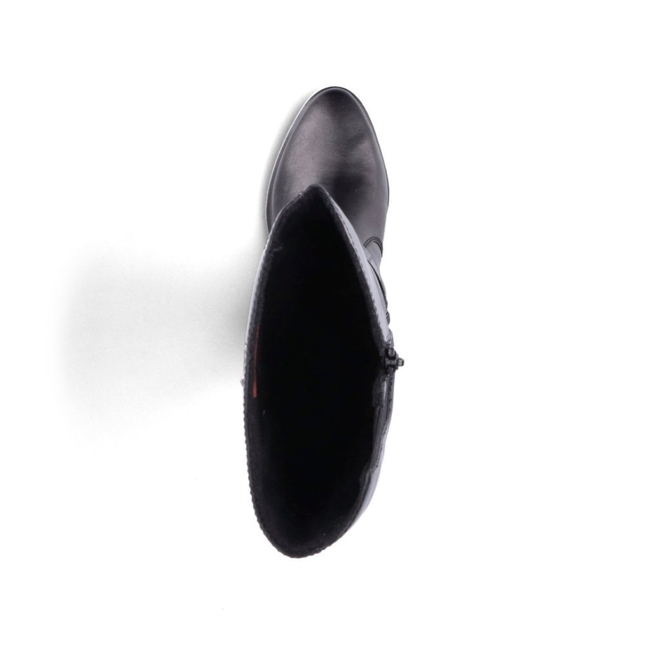 Czarne Kozaki Damskie Rieker Y2090 Do Kolan