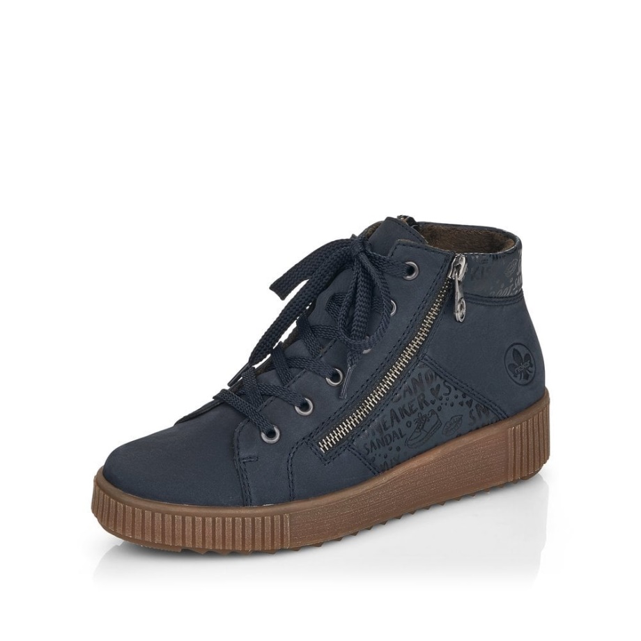 Niebieskie Kozaki Damskie Rieker M6434