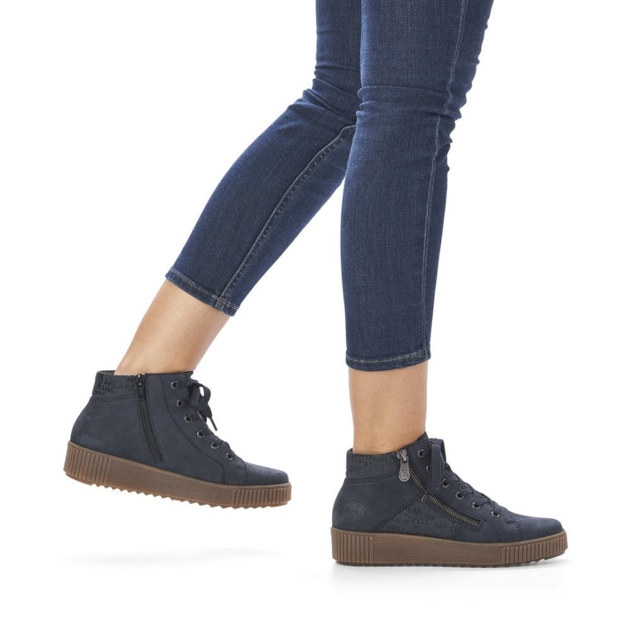 Niebieskie Kozaki Damskie Rieker M6434