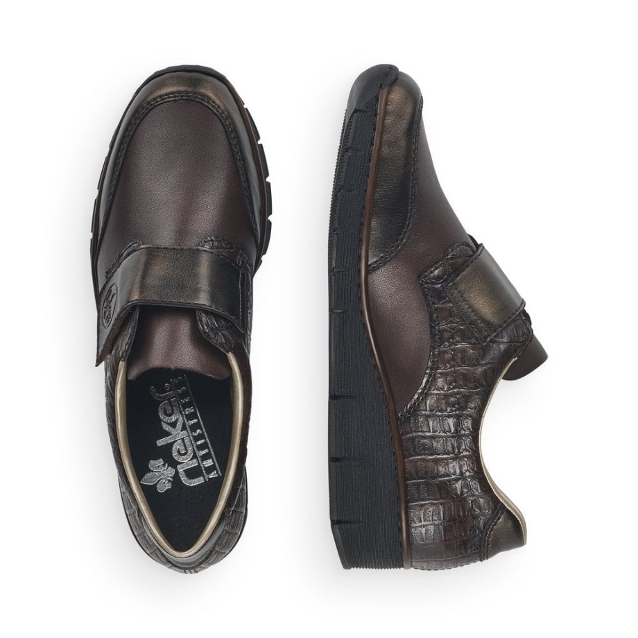 Brązowe Damskie Buty Rieker 53750