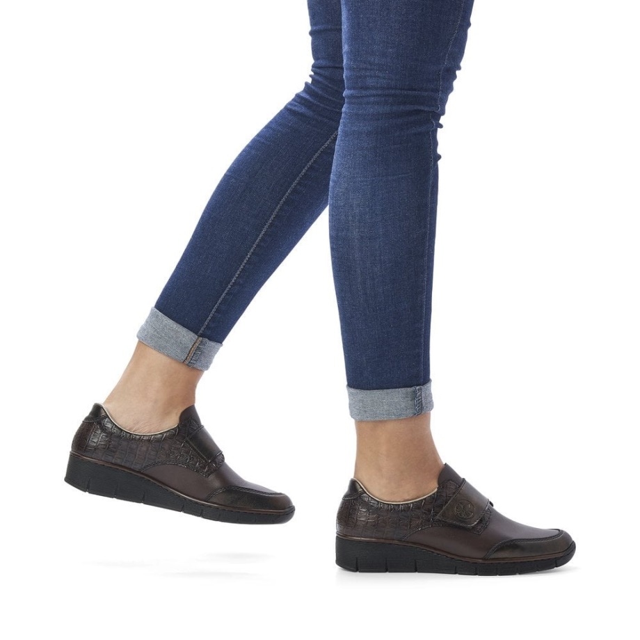 Brązowe Damskie Buty Rieker 53750