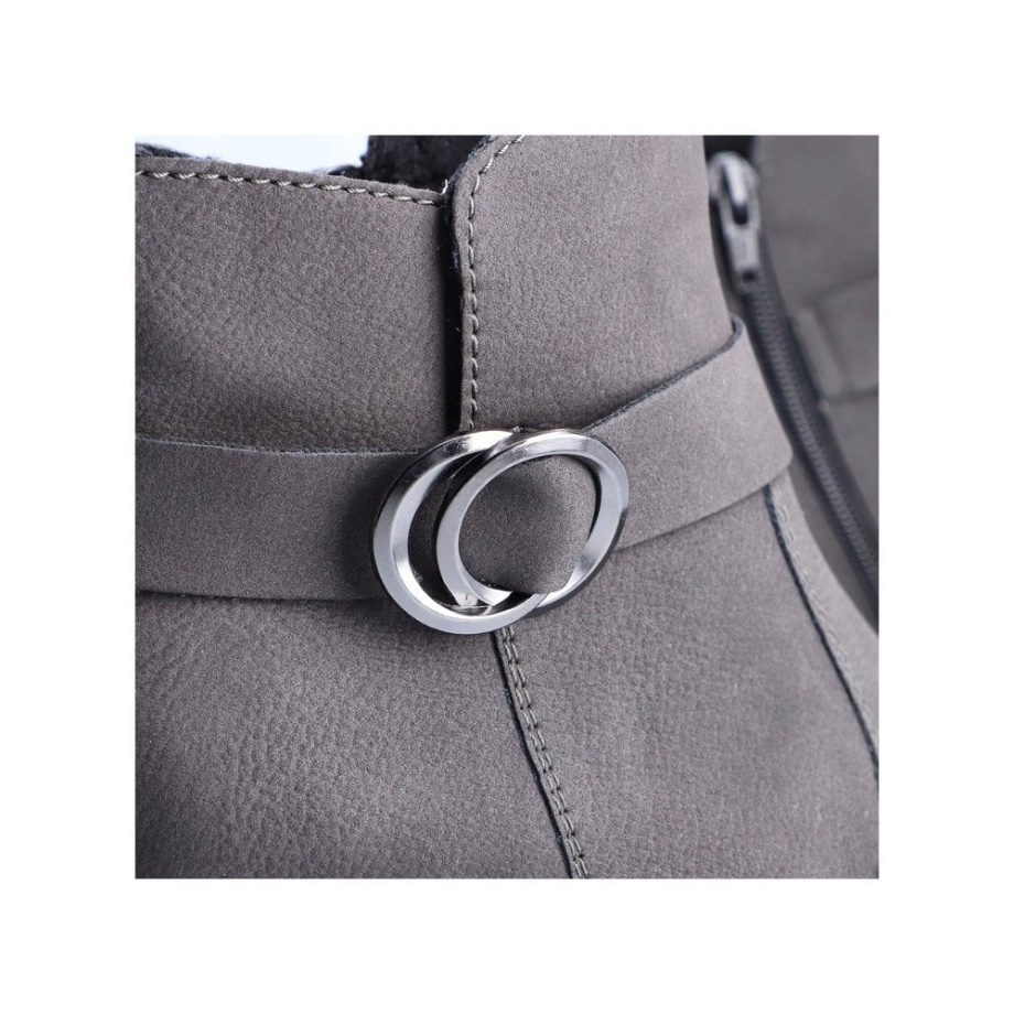 Szare Kozaki Rieker 70289 Damskie