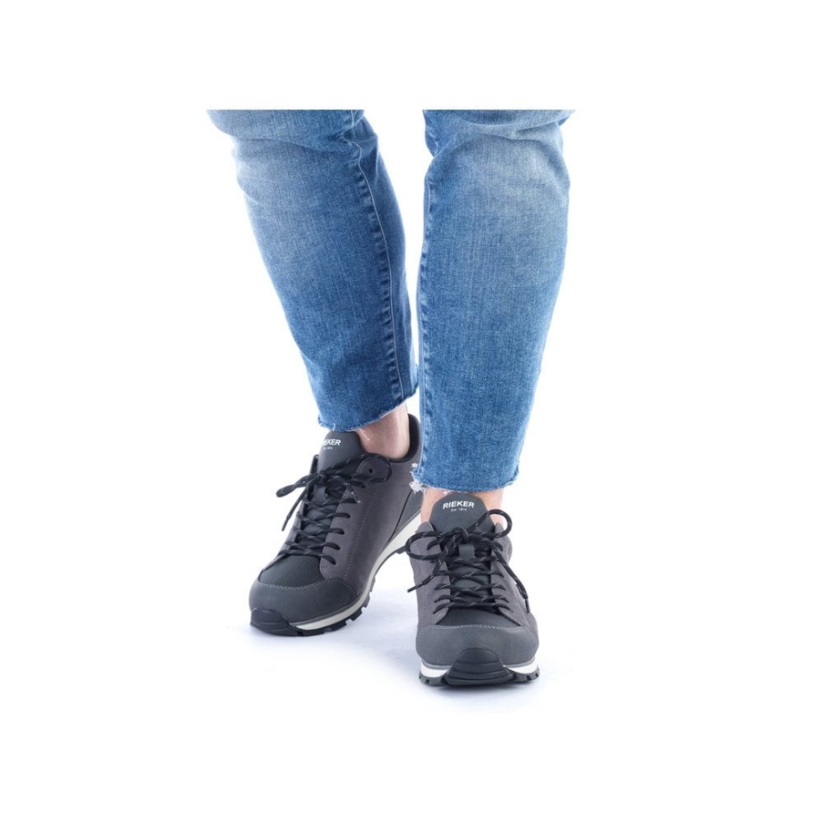 Szare Buty Męskie Rieker B5721