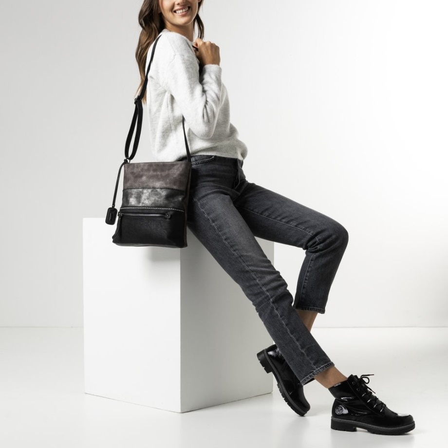 Szary Rieker H1301-45 Damski Czarny Zamek Błyskawiczny