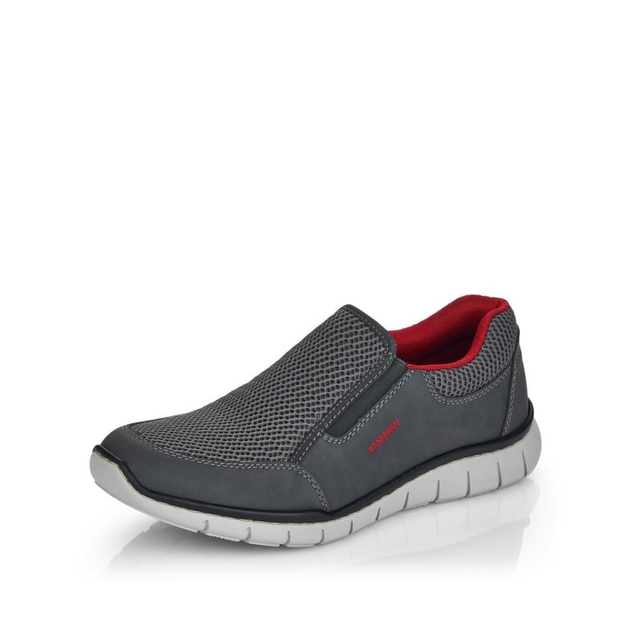 Szare Męskie Buty Wsuwane Rieker