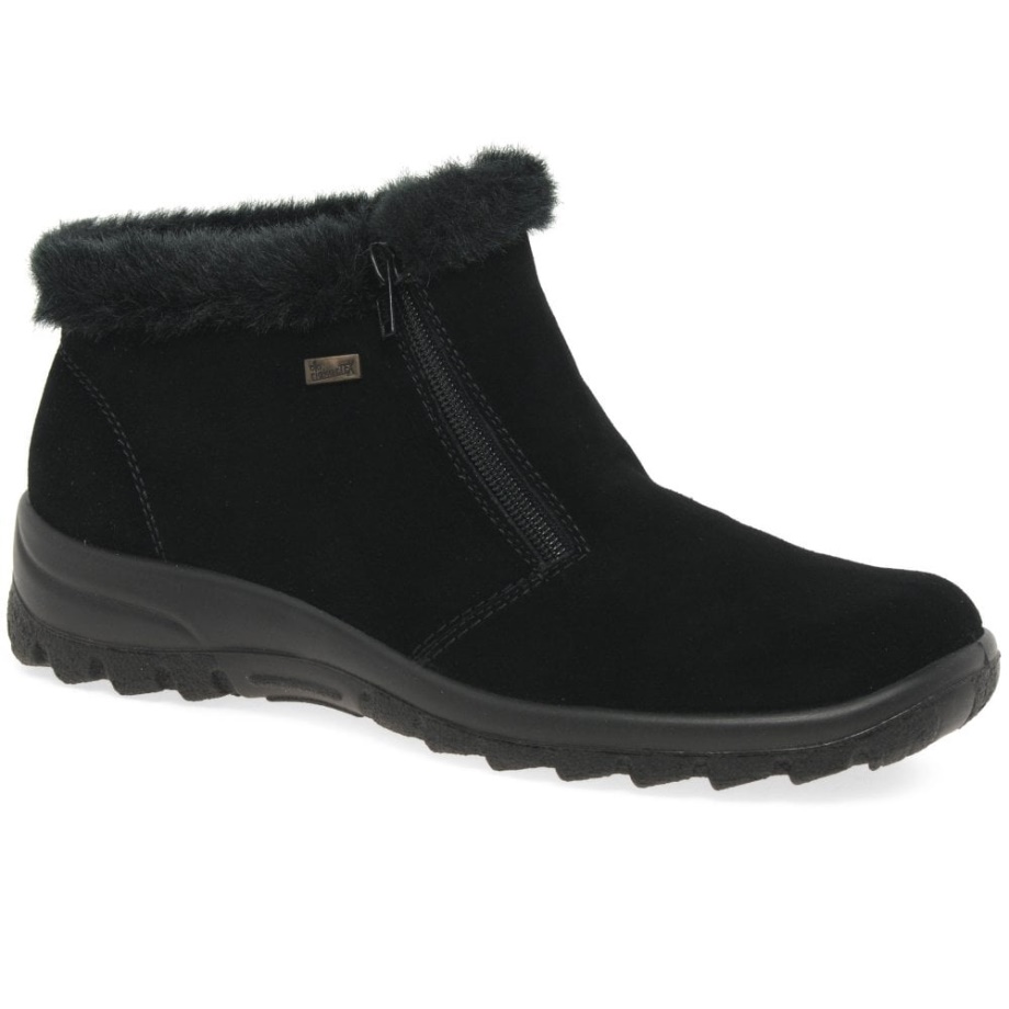 Czarne Botki Damskie Rieker Ella Z Ciepłą Podszewką