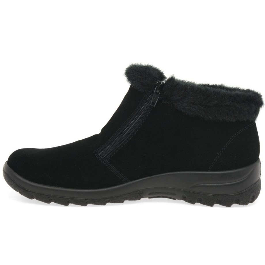 Czarne Botki Damskie Rieker Ella Z Ciepłą Podszewką