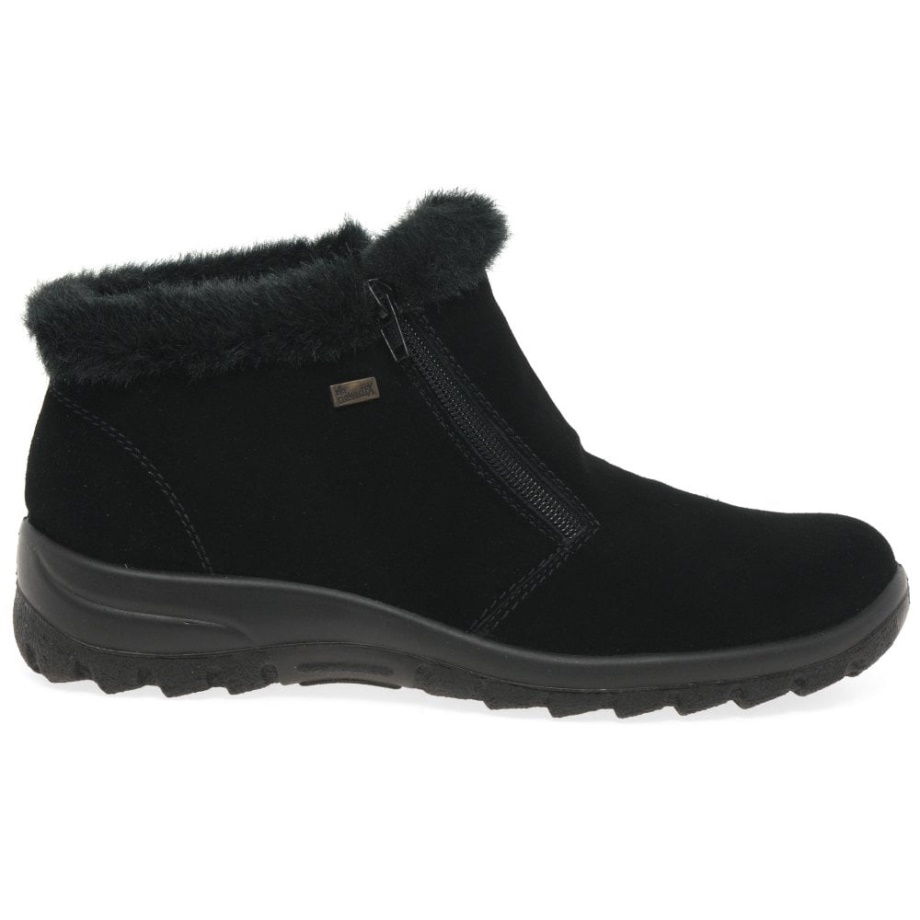 Czarne Botki Damskie Rieker Ella Z Ciepłą Podszewką