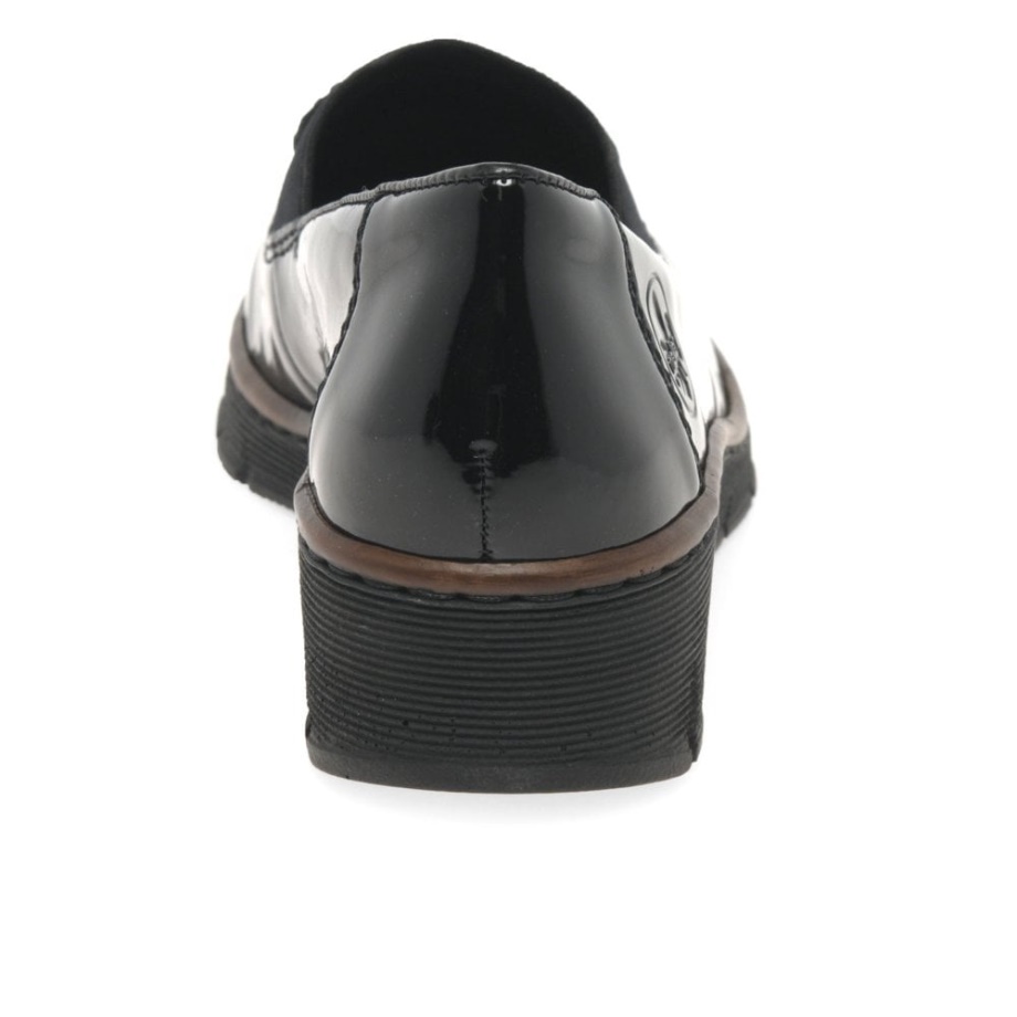 Czarne Mokasyny Damskie Rieker Gleam Z Frędzlami