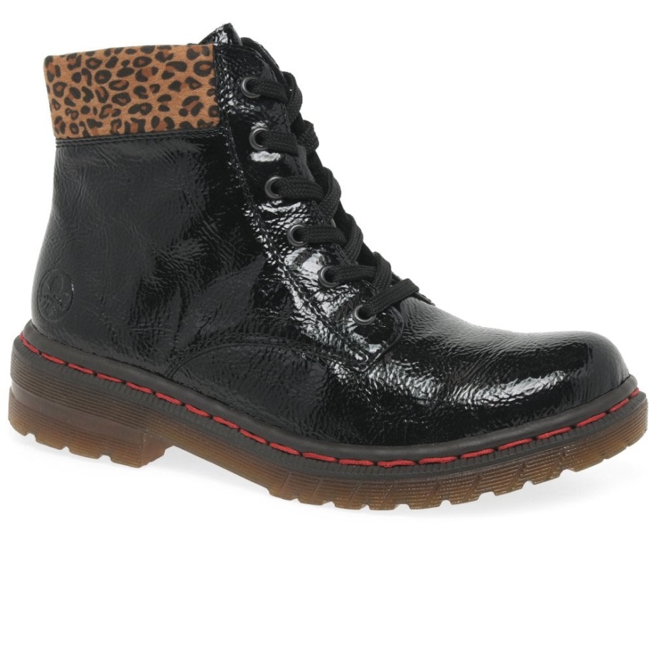 Czarne Botki Damskie Rieker Leopard Ii