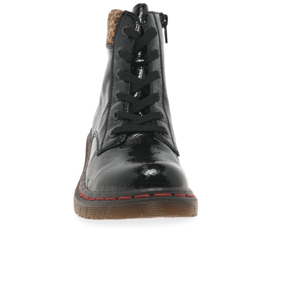 Czarne Botki Damskie Rieker Leopard Ii