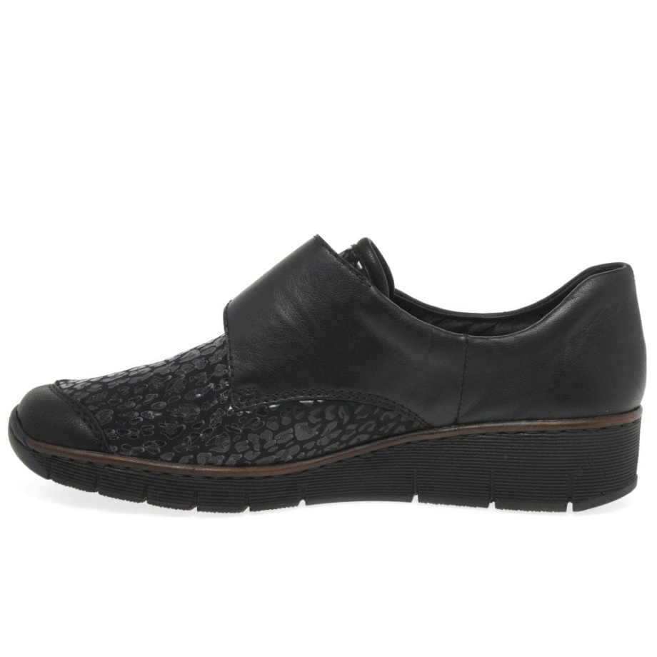 Czarne Damskie Buty Rieker Merry Zapinane Na Rzep