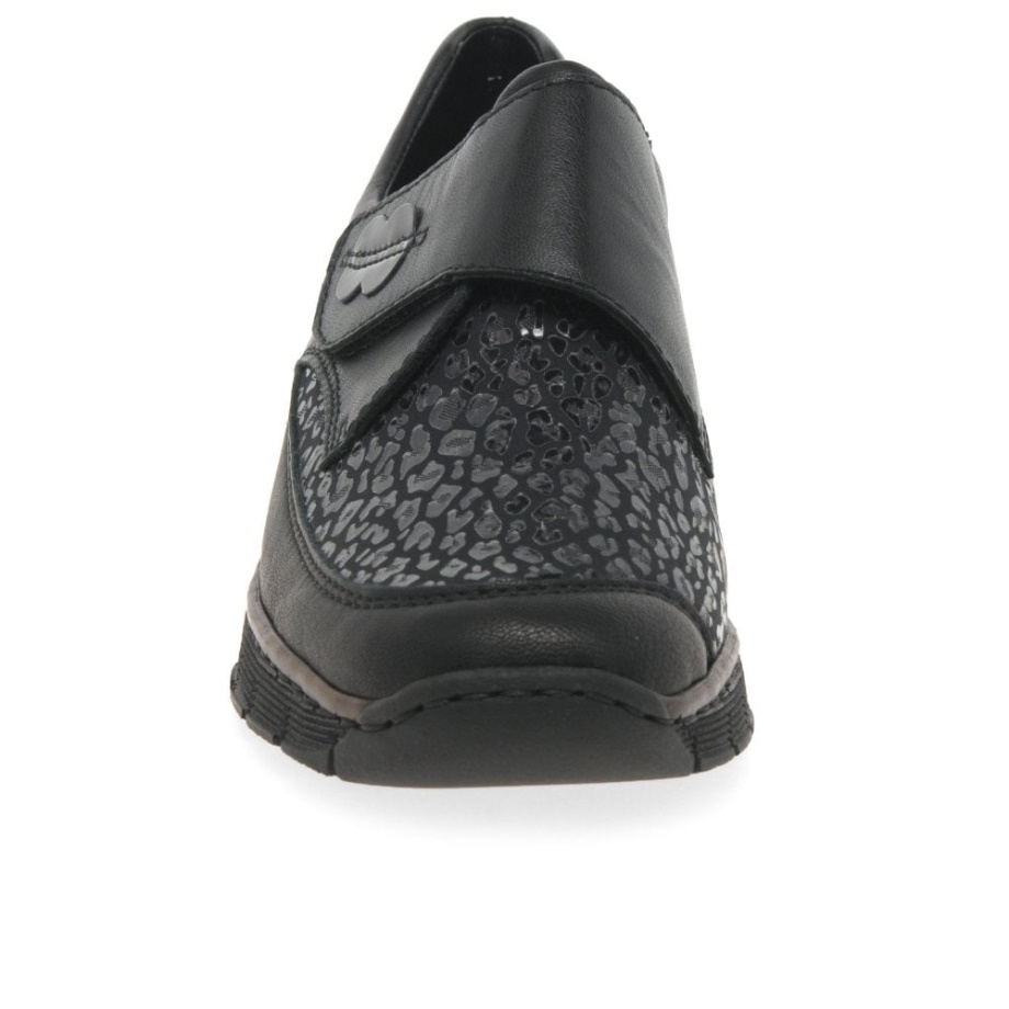 Czarne Damskie Buty Rieker Merry Zapinane Na Rzep