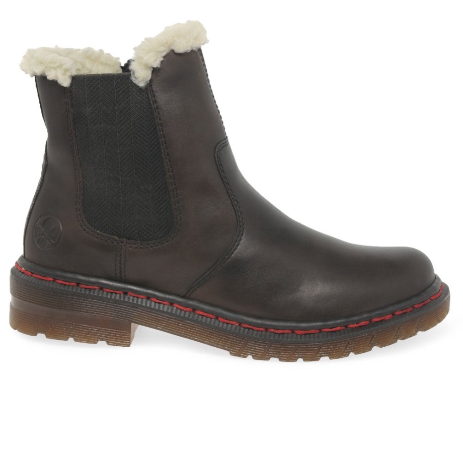 Brązowe Buty Damskie Marki Rieker Fontane