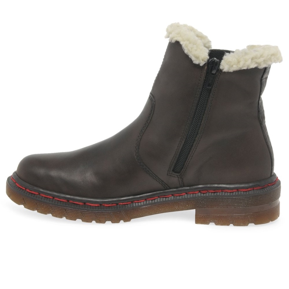 Brązowe Buty Damskie Marki Rieker Fontane