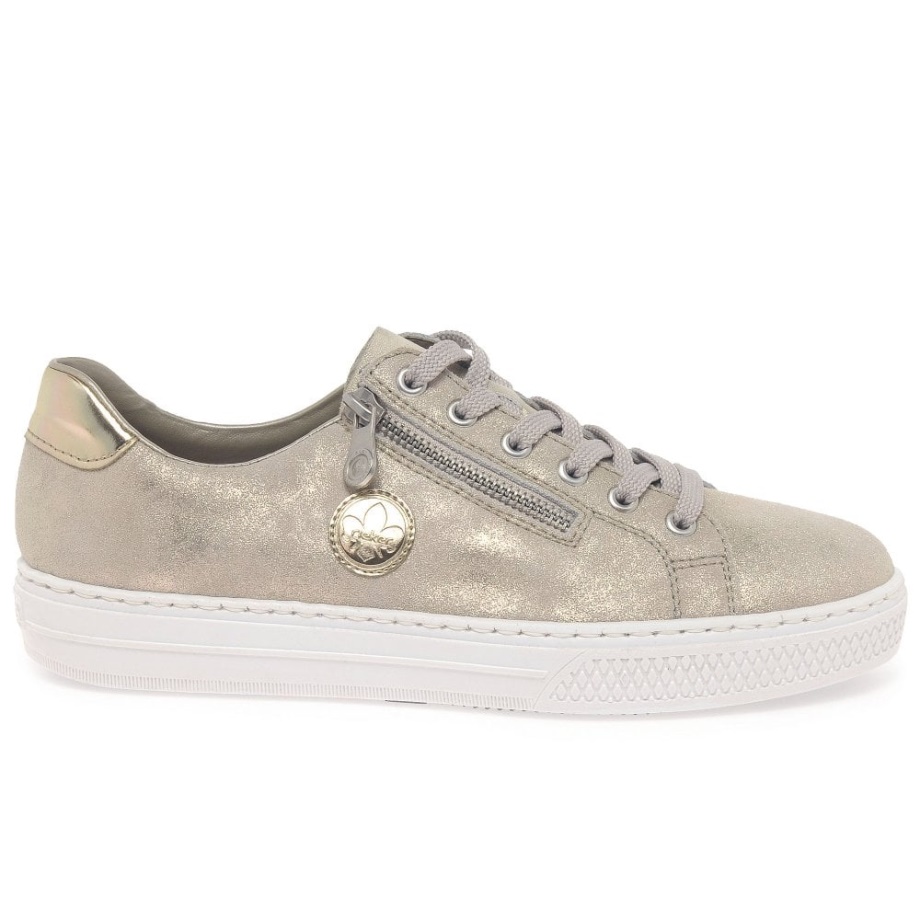 Złote Buty Rieker Delight Damskie Na Co Dzień Sznurowane