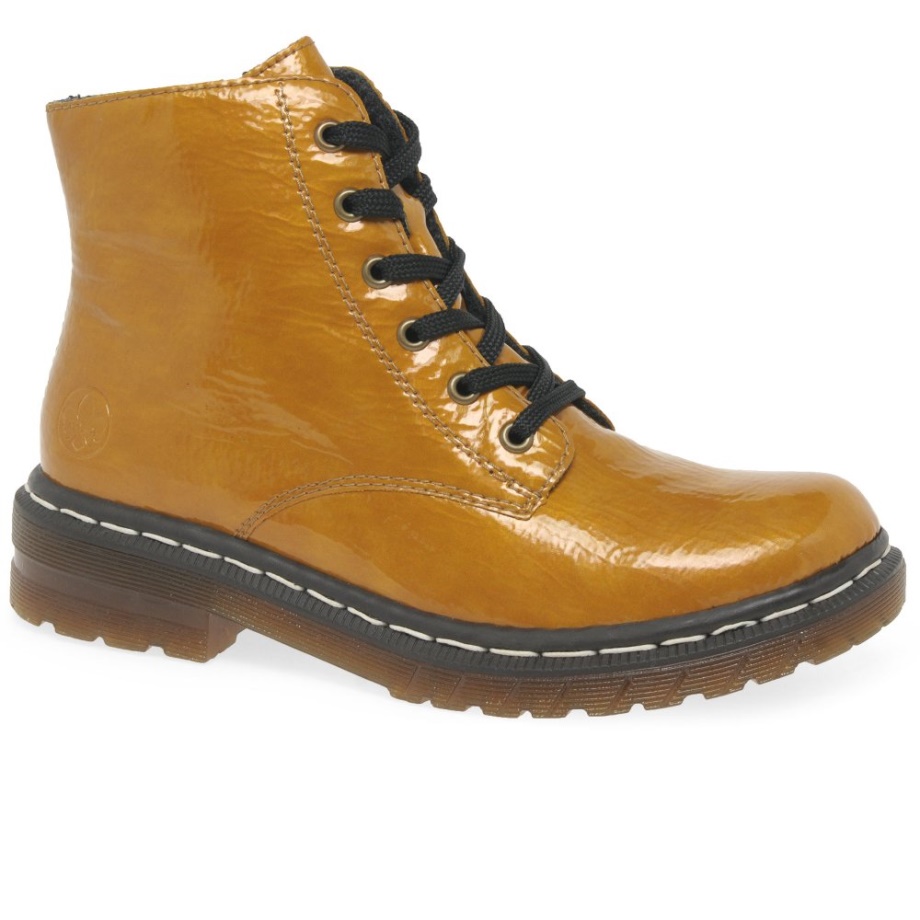 Musztardowe Botki Rieker Flame II Damskie