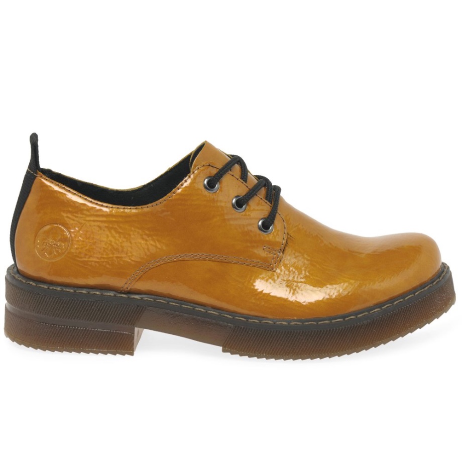 Musztardowe Buty Damskie Rieker Francja