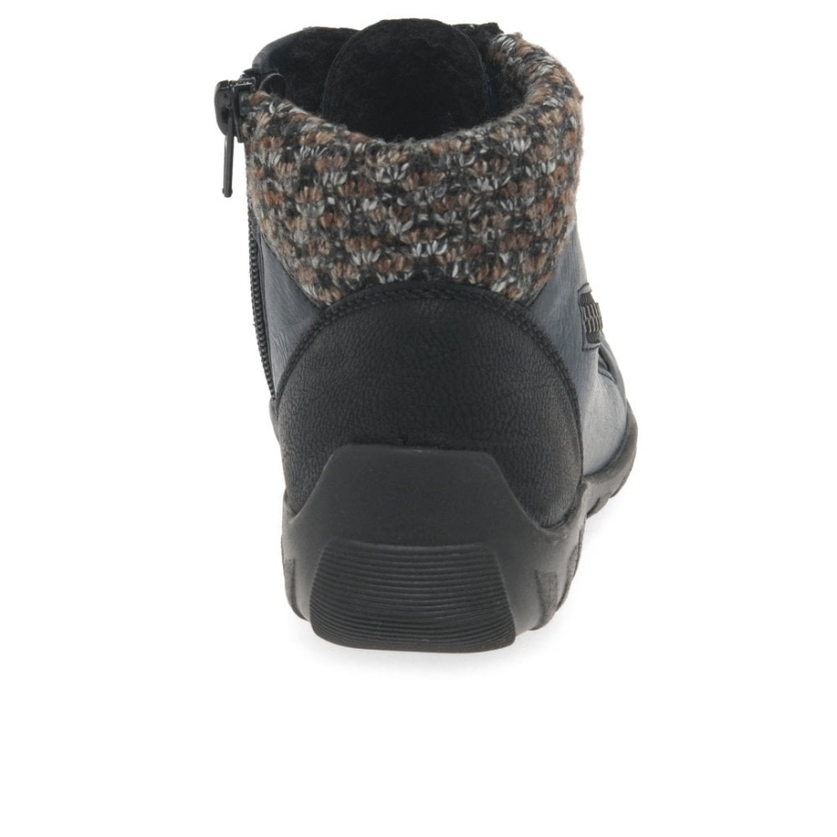 Granatowe Damskie Botki Rieker Jinnie Na Co Dzień Zapinane Na Suwak