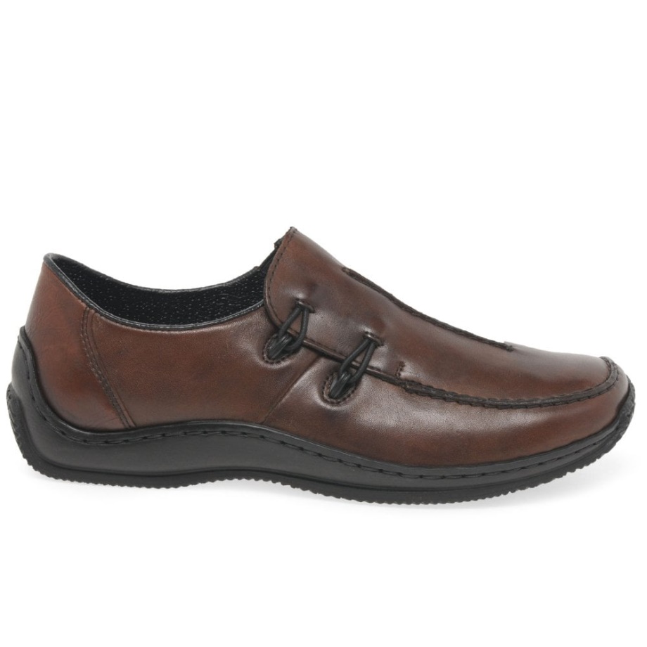 Rieker Celia Damskie Skórzane Buty Na Co Dzień Mahoń