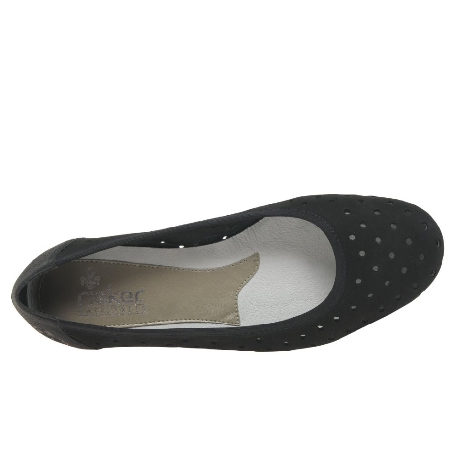 Damskie Baletki Rieker Harrington W Kolorze Czarnym