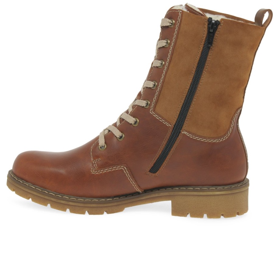 Damskie Botki Rieker Hike W Kolorze Jasnobrązowym