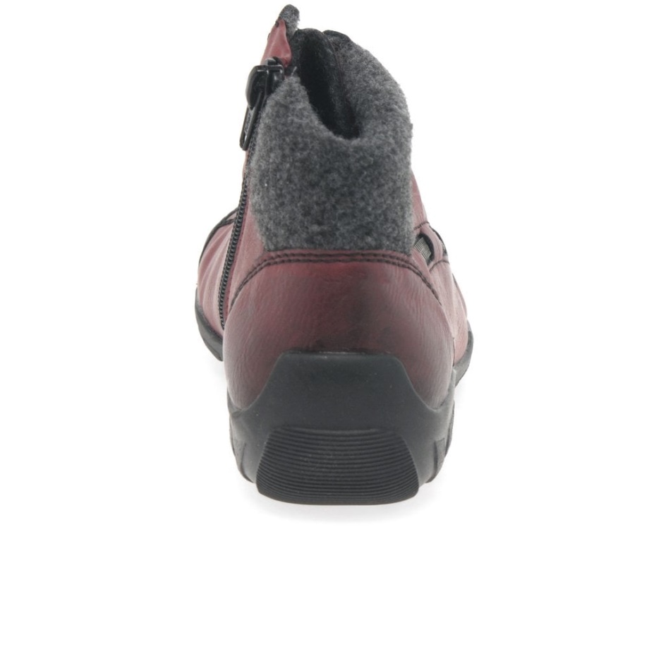 Rieker Jinnie Damskie Zapinane Na Zamek Sznurowane Botki W Kolorze Wina