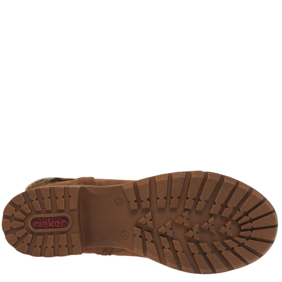 Rieker Newam Damskie Wodoodporne Buty Ze Sztucznym Futerkiem, Jasnobrązowe