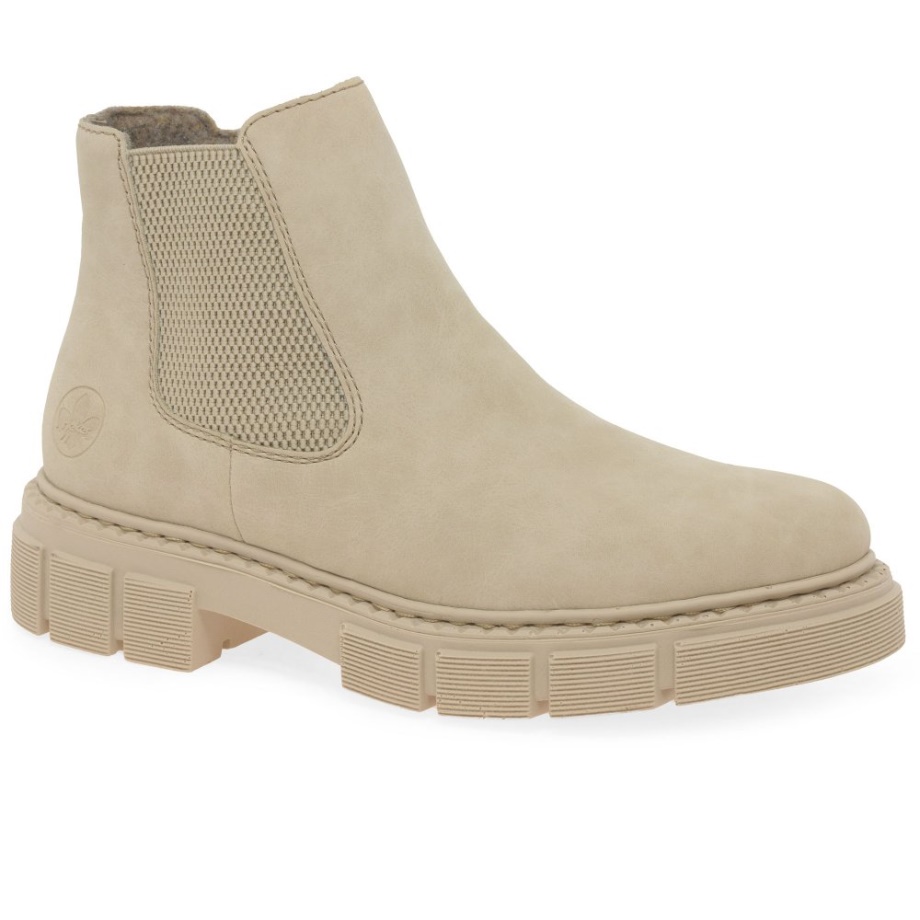 Damskie Chelsea Buty Rieker Nula Kremowe