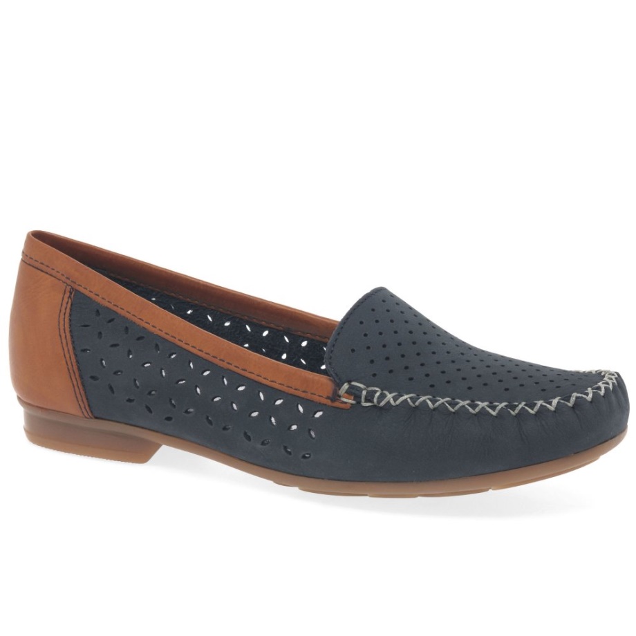 Rieker Peggy Damskie Mokasyny Z Dziurkowanymi Detalami Nubuk