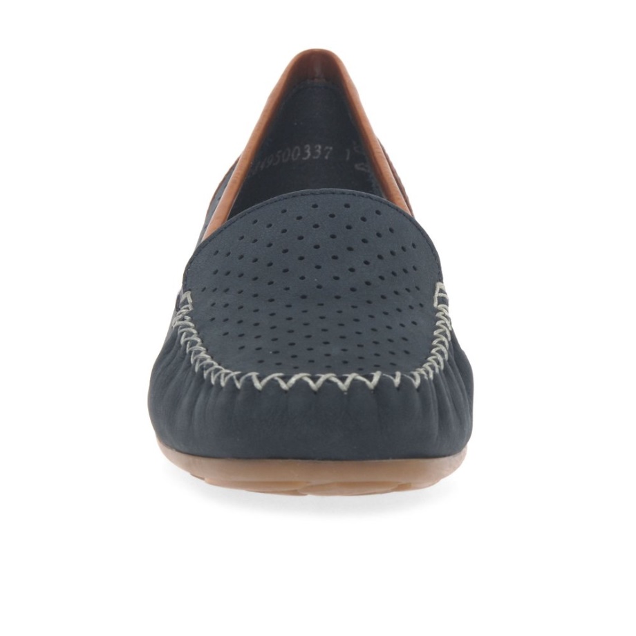 Rieker Peggy Damskie Mokasyny Z Dziurkowanymi Detalami Nubuk