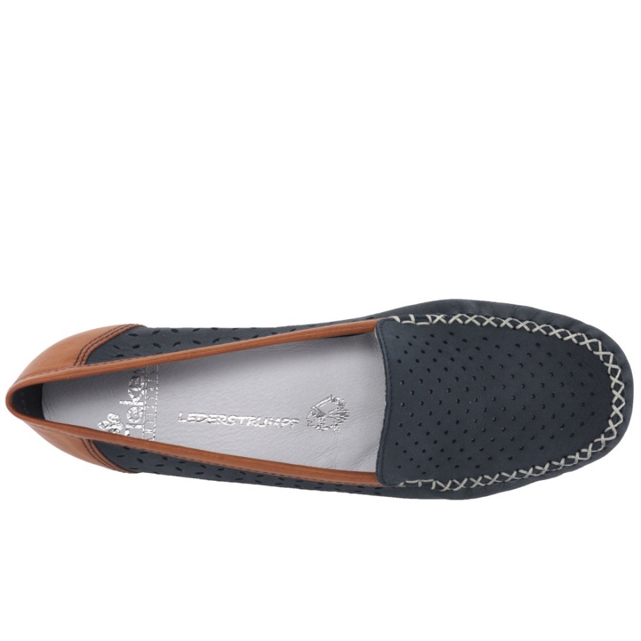 Rieker Peggy Damskie Mokasyny Z Dziurkowanymi Detalami Nubuk