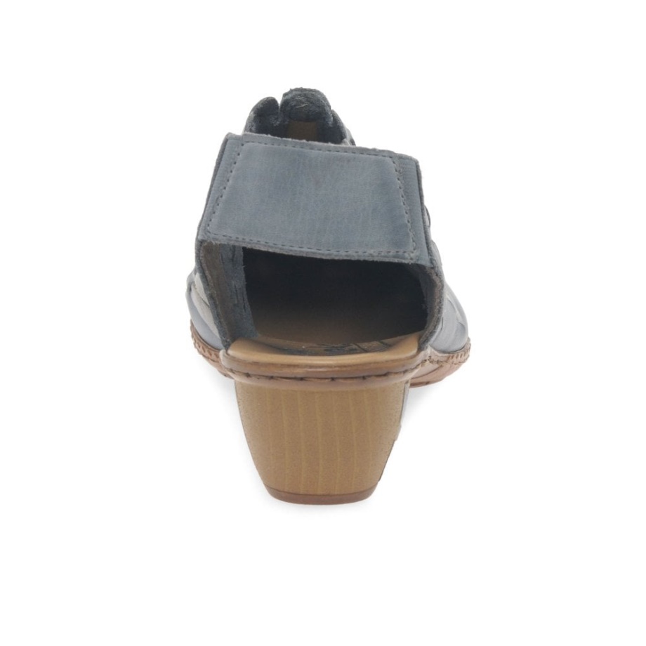 Skórzane Plecione Buty Na Obcasie Rieker Sina Azur