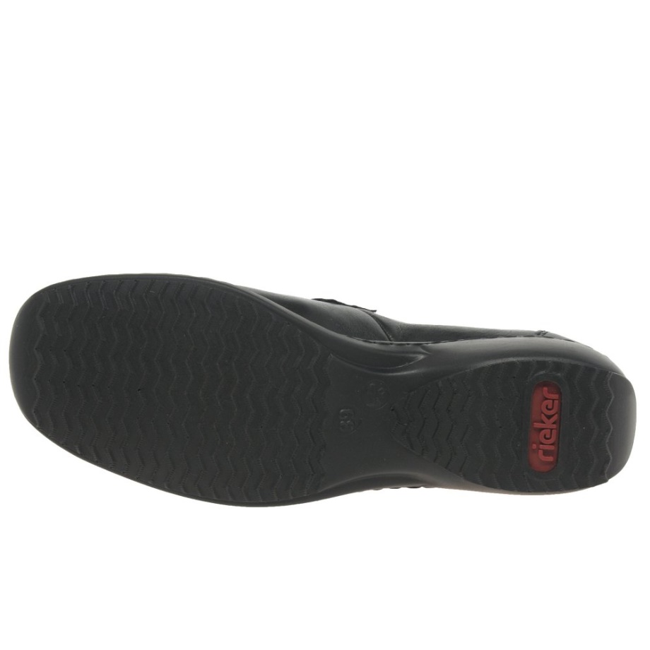 Rieker Swanky Damskie Skórzane Buty Zapinane Na Rzep Czarne