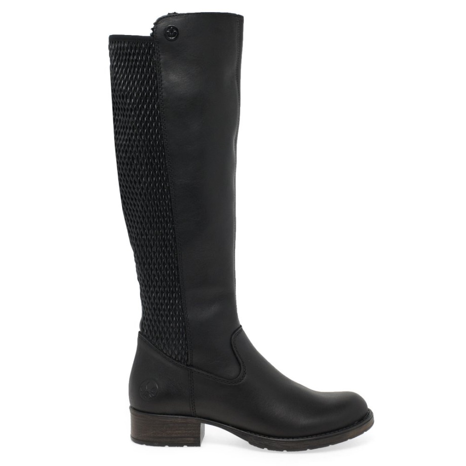 Damskie Kozaki Za Kolano Rieker Utah W Kolorze Czarnym