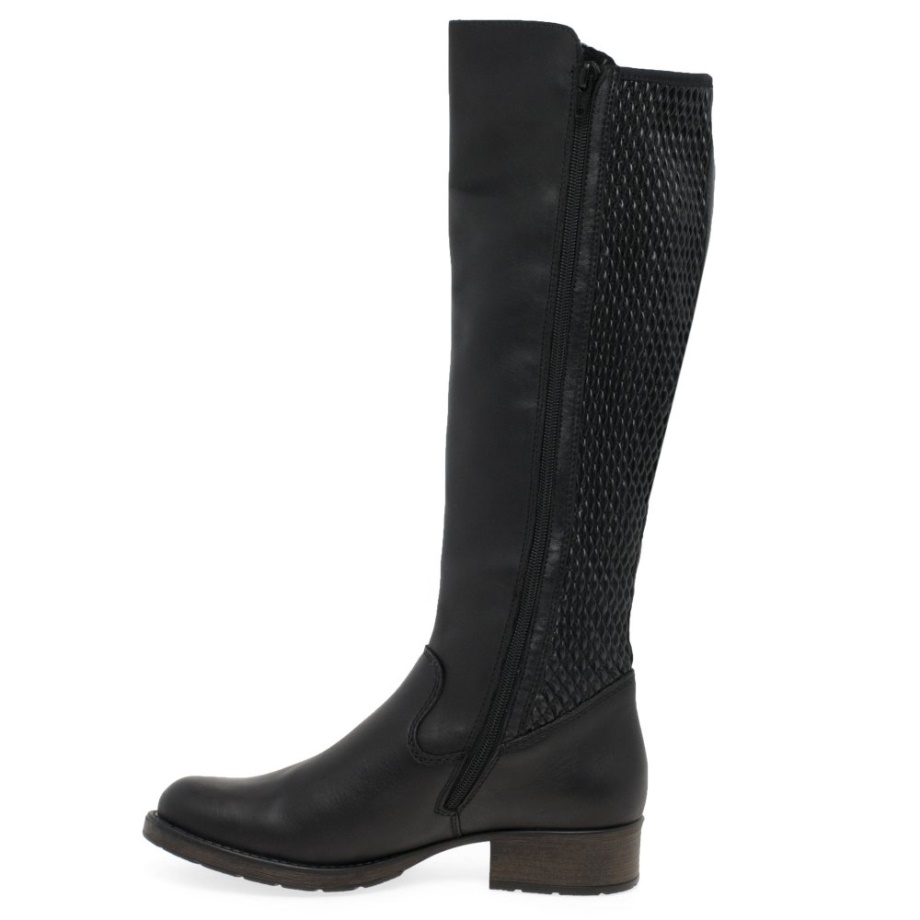 Damskie Kozaki Za Kolano Rieker Utah W Kolorze Czarnym