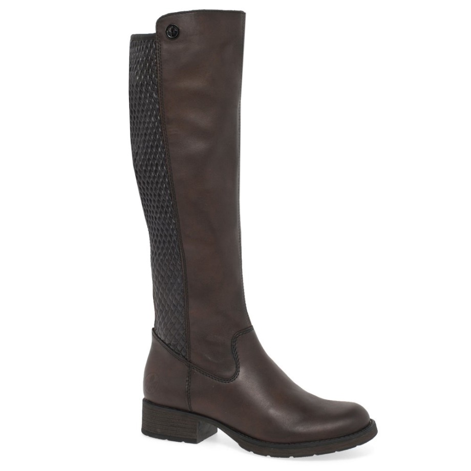Damskie Kozaki Za Kolano Rieker Utah W Kolorze Kasztanowym
