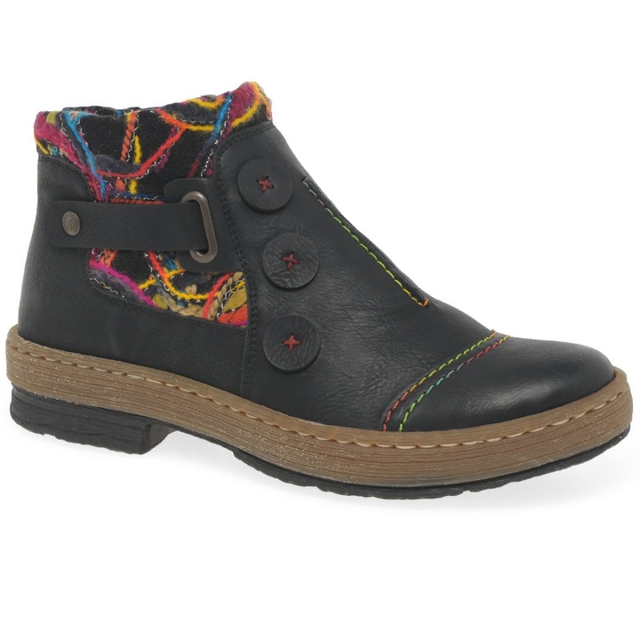 Damskie Botki Rieker Zena W Kolorze Czarnym