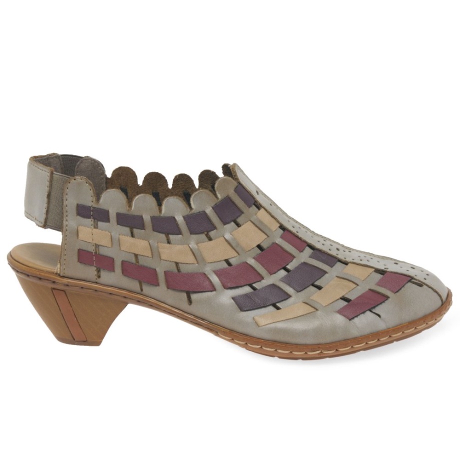 Skórzane Plecione Buty Na Obcasie Stone Rieker Sina