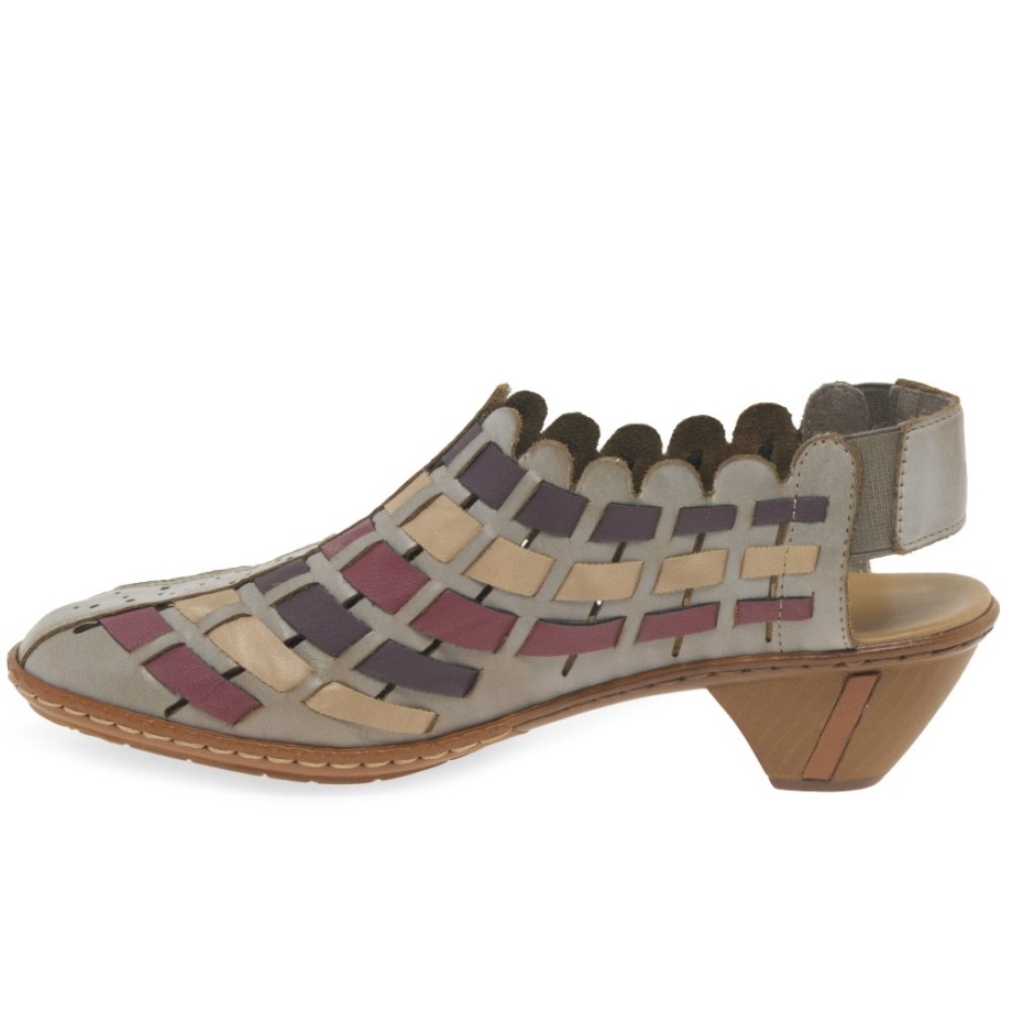 Skórzane Plecione Buty Na Obcasie Stone Rieker Sina