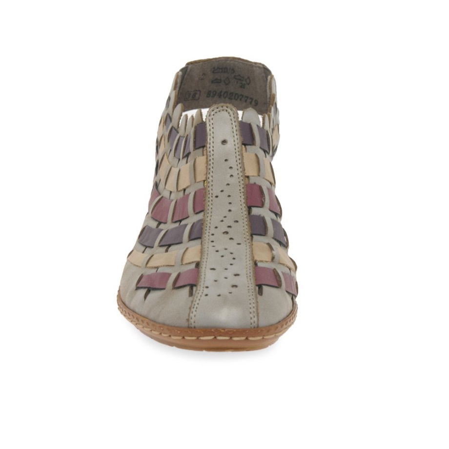 Skórzane Plecione Buty Na Obcasie Stone Rieker Sina