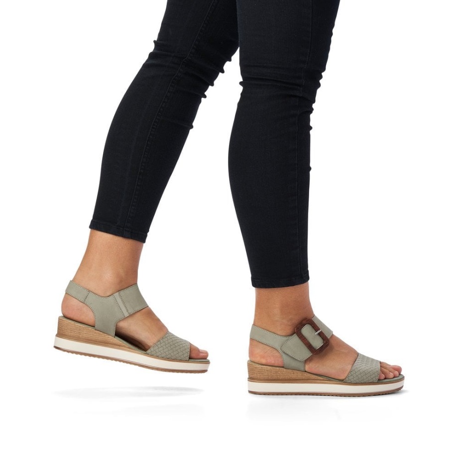 Rieker Remonte D6453 Damskie Sandały Zielone