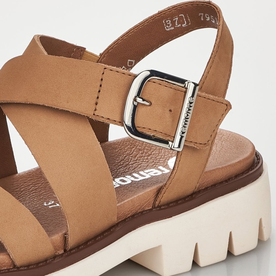 Rieker Remonte D7951 Damskie Sandały Beżowe