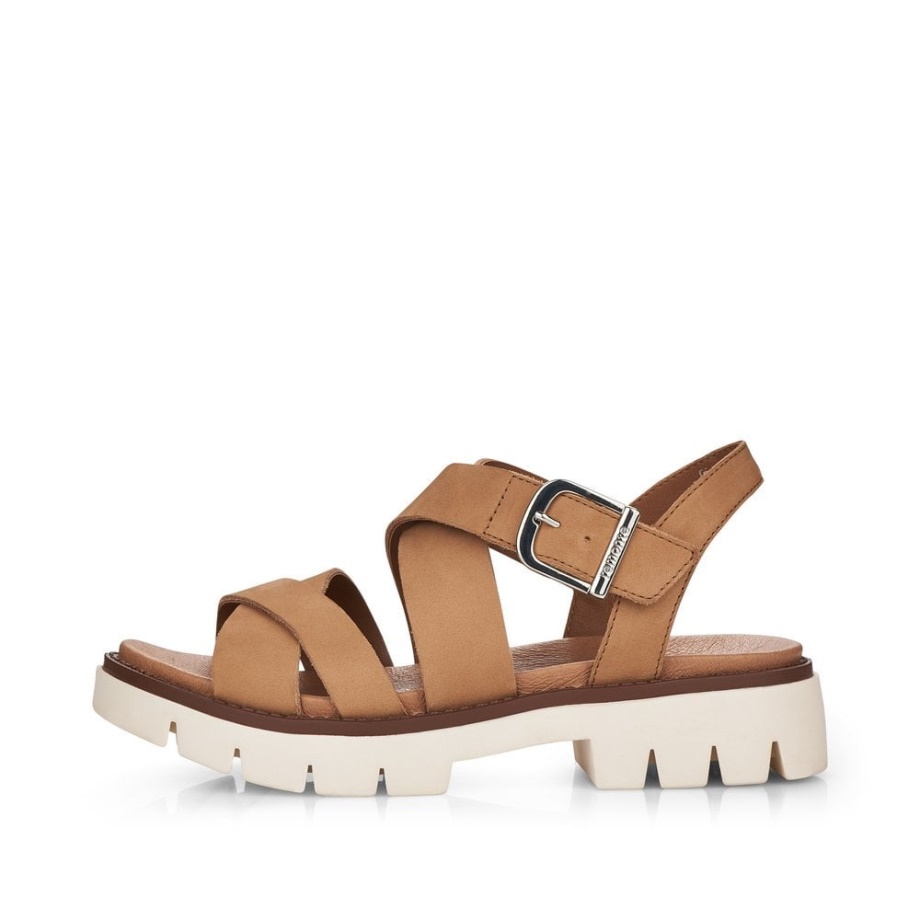 Rieker Remonte D7951 Damskie Sandały Beżowe